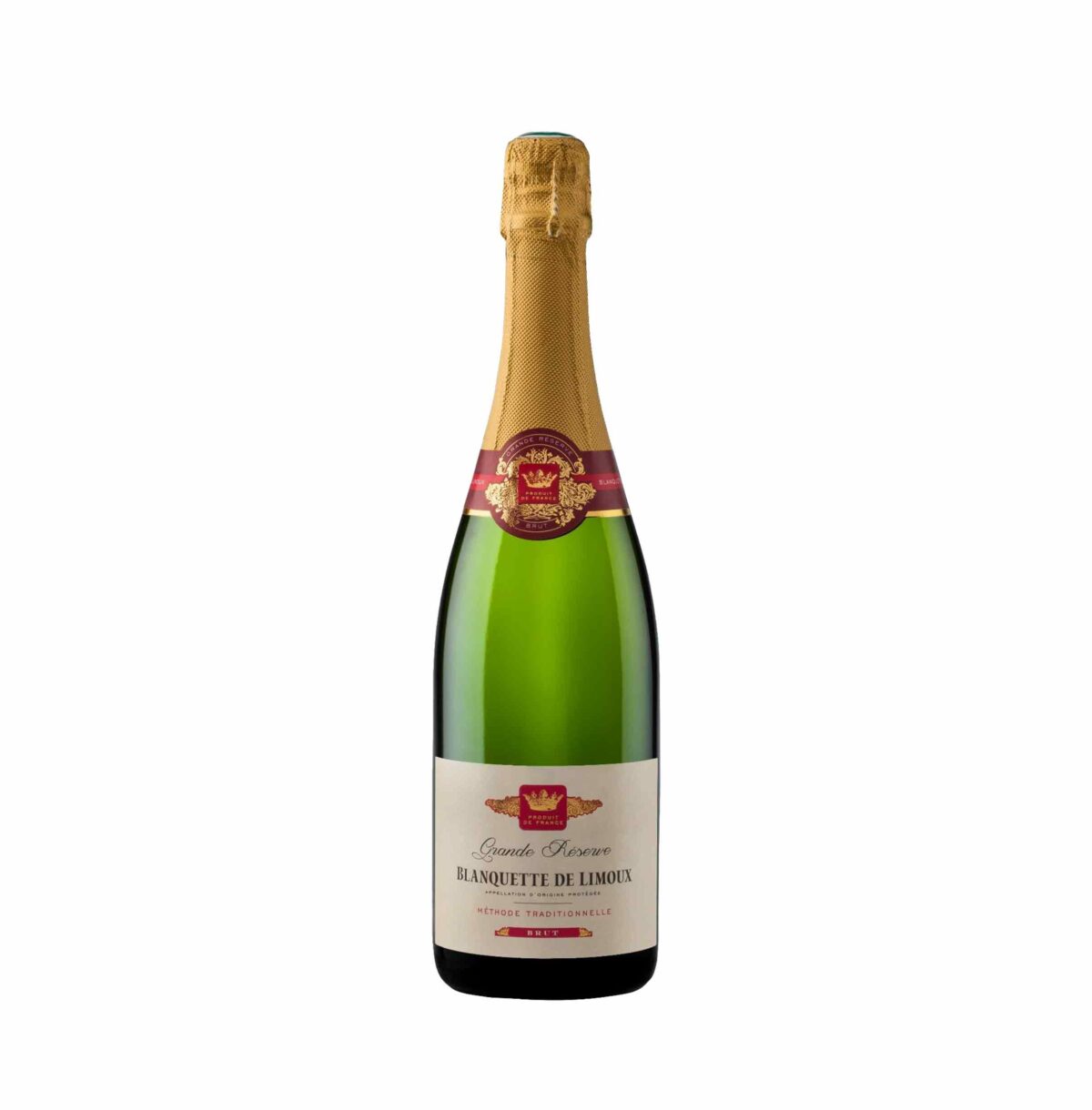 Bottiglia di Domaine de Flassian Brut Cuvée Nacree Grande Réserve, spumante complesso con note di frutta secca e una spuma fine.