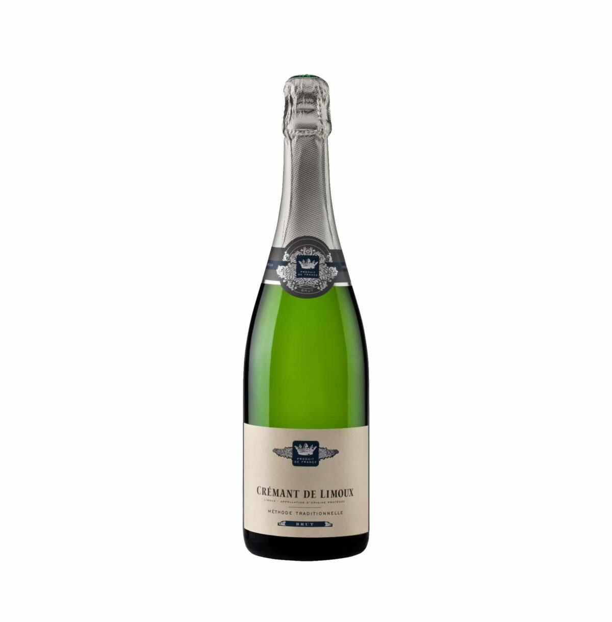 Bottiglia di Domaine de Flassian Brut Grand Cuvée, spumante elegante con perlage fine e note di agrumi.